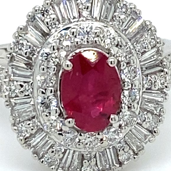 Certified Ruby 1.50ct Diamonds Solid Platinum Ring - Picture 7 of 8
